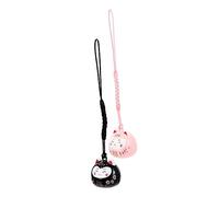 ROMISBABA 2pcs Japanese Style Fortune Cat Bell Pendants for Outdoor Balcony Garden DIY Phone and Bag Charms Pink and Black Cute Hanging Decor