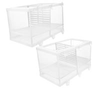 ROMISBABA 2pcs Large Aquarium Breeding Box with Suction Cup Isolation Net and Divider Tray Plastic Fish Hatchery Tank for Protecting Newborn Pregnant and Small Fish