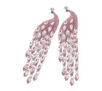 ROMISBABA 2pcs Metal Brooch Pin for Backpacks Elegant Pink Peacock Lapel Pin with Rhinestone Decoration Break Resistance Comfortable Touch for Sweaters and Anniversaries