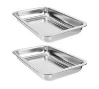 ROMISBABA 2pcs Metal Cat Litter Box Small Animals Toilet Comfortable Stainless Steel 10.61x7.86x1.89in Cat Toilet for Kitten