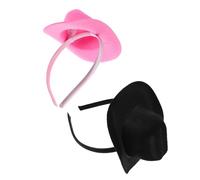 ROMISBABA 2pcs Mini Cowgirl Hat Headbands Western Theme Party Hair Accessories for Women Halloween Festival Costume Decoration Pink Black