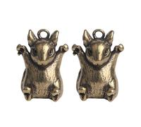 ROMISBABA 2pcs Mouse Shaped Keychain Pendant Set Made of Lightweight Brass in Golden Colour, Compact and Creative Design for DIY Decor and Backpack Accessories