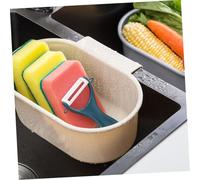 ROMISBABA 2PCS Multi-Functional Sink Drain Basket for Fruit and Vegetables Compact Hanging Kitchen Strainer with Smooth Edges Practical Storage for Washing and Draining White and Blue