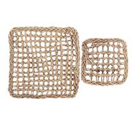 ROMISBABA 2pcs Natural Grass Chewable Mat for Rabbits and Guinea Pigs, Beige Woven Squirrel Mat to Dental Health, Suitable as Foot Pad and Fixed in Cage for Small Pets