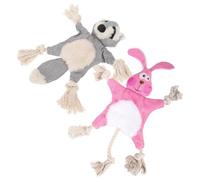 ROMISBABA 2pcs No Stuffing Puppy Chew Lightweight Plush Dog Chewing Cartoon Animal Shape Sturdy Cloth Material Indoor Outdoor Use