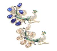 ROMISBABA 2pcs Peacock Brooch Pin Rhinestone Animal Jewelry Zinc Alloy Vintage Style for Weddings Parties and Everyday Wear Elegant Fashion Accessory for Women