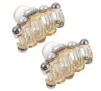 ROMISBABA 2pcs Pearl Decorative Hair Catch Barrettes Resin Heart-shaped Vintage Elegant Lightweight Portable Hair Accessories for Date and Photo Prop