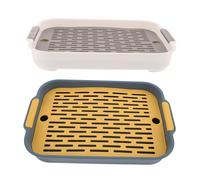 ROMISBABA 2pcs Pet Plastic Bunny Litter Box with Anti-fall Design, Square Cage Rabbit Toilet for Indoor Use, Includes Sea Blue and Moon White, Suitable for Rabbits, Hamsters, and Small Animals