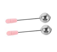 ROMISBABA 2pcs Pink Stainless Steel Tea Ball Infuser with Long Handle Fine Mesh Filter for Loose Leaf Tea Brewing Portable Strainer for Cups and Teapots