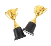 ROMISBABA 2pcs Plastic Gold Trophy Cups with Stable Black Base Mini Winner Award for Corporate Meetings School Events Sports Competitions Party Favors