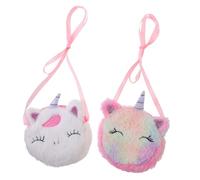 ROMISBABA 2pcs Plush Unicorn Coin Purse Small Crossbody Bag with Zipper Closure for Outdoor Travel Cute Cartoon Shoulder Bag Soft Material