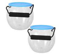 ROMISBABA 2pcs Portable Transparent Fish Transport Container with Secure Lid and Handle Small Catch and Release Aquarium Bucket for Beach Trips Outdoor Fishing Educational Ecosystem