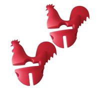 ROMISBABA 2pcs Pot Cover Holder Multi-purpose Steam Releaser Silicone Creative Rooster Shape Spilling-proof Lifters round Edges for Kitchen Cooking