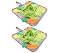 ROMISBABA 2pcs Rabbit Snuffle Mat for Slow Feeding and Anxiety Relief, Green Bunny Foraging Pad with Pet Sniffing Cushion, Interactive Intelligence Suitable for Rabbits and Small Pets