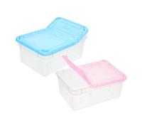 ROMISBABA 2pcs Reptile Feeding Boxes for Tortoise Gecko Snail with Transparent Small Portable Breeding and Hatching Containers for Pet Observation and Temporary Transport