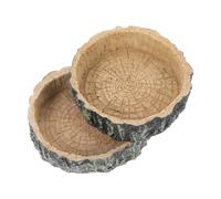 ROMISBABA 2pcs Reptile Food Bowl Natural Pattern Feeding Dish for Snakes and Lizards Smooth Design to Prevent Escape for Food and Water Use