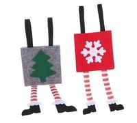 ROMISBABA 2pcs Reusable Christmas Candy Bags with Handles Xmas Themed Square Tote Bags in Red Gray Sturdy Upright Base for Holiday Treats Party Favors Birthday Goodie Carry Handbags