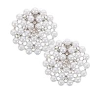 ROMISBABA 2pcs round Faux Pearl and Rhinestone Shoe Clips with Floral Design, Symmetrical Pair, Long Term Shine and Fade Resistant, Elegant Wedding Party Accessories for Heels and Sandals