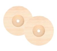 ROMISBABA 2pcs Round Natural Rubberwood Lamp Base, Solid Wood Table Lamp Stand for DIY Lighting Accessories, Small Wooden Light Parts for Home and Study Desk Use