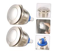 ROMISBABA 2pcs Round Stainless Steel Momentary Push Button Metal Switch for Electromagnetic Starter Relay Horn Power Circuit Control Silver