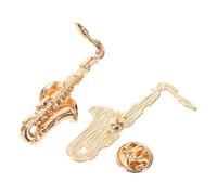 ROMISBABA 2pcs Saxophone Brooch Pin Set, Musical Instrument Badge for Music Lovers, Jazz Party Accessory, Metal Lapel Pins for Concerts and Everyday Wear