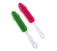 ROMISBABA 2pcs Silicone Pet Grooming Comb for Dogs and Puppies Hollow Design for Easy Hair Removal Detangles and Removes Loose Soft Massage Brush Green and Pink