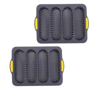 ROMISBABA 2Pcs Slotted Silicone Baking Trays for Bread with Handles Nonstick Bread Baking Molds Hot Dogs and Whole Loaf Oven Safe Kitchen Bakeware for Home and Bakery Use