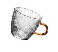 ROMISBABA 2Pcs Small Glass Tea Cup with Ergonomic Handle Transparent Coffee Mug for Hot Beverages Healthy Green Glass Tea Accessories for Home and Business Use
