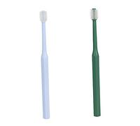 ROMISBABA 2Pcs Small Head Dog Toothbrush Soft Bristles Manual Pet Oral Cleaner with Non Slip Handle for Puppies and Small Pets Dual Color Green and Blue Multi Function Dental Care