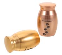 ROMISBABA 2pcs Small Metal Pet Urns for Dogs and Cats Keepsake Ashes Holder with Paw Print Multi-use Memorial Box for Fur Teeth and Ash Storage Compact and Elegant in Gold and Rose Gold
