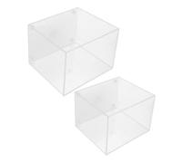 ROMISBABA 2pcs Small Transparent Plastic Fish Tank for Betta Open Mini Aquarium with Durable Reusable Material Easy to Clean Desktop Tank for Home Office Bedroom