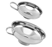 ROMISBABA 2pcs Stainless Steel Canning Funnel Wide Mouth Kitchen Funnels with Handle for Oil Juice Wine Liquor Filling and Storage