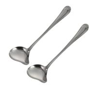ROMISBABA 2Pcs Stainless Steel Sauce Spoons with Carve Handle Smooth Rounded Heads Household Kitchen Gadgets for Culinary Use and Food Serving