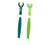 ROMISBABA 2pcs Triple Headed Pet Toothbrush for Dogs and Cats Material Efficient Teeth Cleaning Brush for Gum Health and Bad Breath Care Suitable for Puppies and Pets