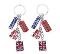 ROMISBABA 2pcs UK Flag Keychain Union Jack Keyrings for Travel Souvenirs Lightweight British Charm for Bags Wallets Keepsake for Tourists