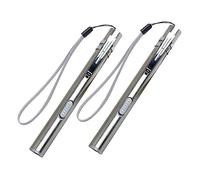 ROMISBABA 2pcs USB Rechargeable Medical Penlights with White Yellow LED Stainless Steel Diagnostic Exam Lamps with Push Button Off Portable Pen Torch for Clinical Inspection