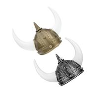 ROMISBABA 2pcs Viking Helmet with Horns Lightweight Headwear for Men Eyecatching Bull Horn Design for Halloween Costume Medieval Renaissance Fair Party and Cosplay Accessories