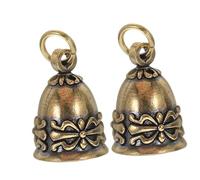 ROMISBABA 2pcs Vintage Brass Bells for Crafts DIY Pendant Charms Metal Wind Chime Decorations for Wedding Christmas Home Door Ornaments with Melodious Sound