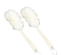 ROMISBABA 2pcs White Body Brush with Handle for Bathing, Long Handle Bath Scrubber Made of Pe Material, Easy to Reach Back and Massage Body, for Shower and Bathroom Use