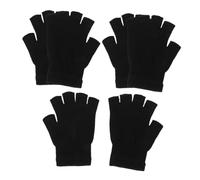 ROMISBABA 3 Pairs Black Knit Fingerless Gloves Winter Warm Mittens Stretchable Half Finger Touchscreen Compatible for Men Women Outdoor Skiing Commuting