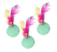 ROMISBABA 3 PCS Cat Latex Sponge Balls with Colorful Tails Interactive Bouncy Balls for Indoor Cats and Kittens to Stimulate Hunting Instincts and Prevent Scratching Random Color