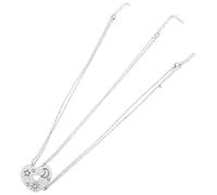 ROMISBABA 3 pcs Heart-shaped Friend Necklace Alloy Pendant with Sun Moon Star Design Matching Friendship Jewelry for Sisters Women and Stylish Gift for Birthdays