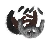 ROMISBABA 3 Sets Self-adhesive Fake Mustache and Eyebrows Set Lightweight Reusable Old Man Beard Cosplay Facial Hair Props for Halloween Carnival Party Dress Up