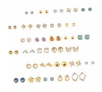 ROMISBABA 30 Pairs Heart Shaped Geometric Earrings Set for Women Chic Ear Drops for Daily Wear Parties and Special Occasions