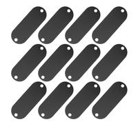 ROMISBABA 30Pcs Black Oval Aluminum Alloy Name Tags with Double Holes, Blank Engraving Plates for Office Desk and Door Signs, Metal Nurse Badge and Wall Sign Name Plates for DIY