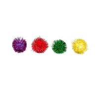 ROMISBABA 30pcs Mini Glitter Ball Toy Tinsel Pom Poms Small Cat Balls for Indoor Cats Play Mixed Colors