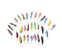 ROMISBABA 30pcs Sequin Fishing Baits with Rotating Design Reflective Metallic Iron Plate Lures Fish-shaped Treble Hook Baits for Freshwater Bass Perch Portable Outdoor Fishing
