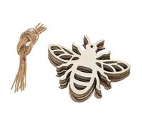 ROMISBABA 30pcs Unfinished Wooden Bee Shape Cutouts DIY Home Decor Ornaments, Khaki Wooden Hanging Bees for Creative Handicrafts and Camps Decoration