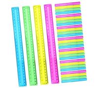 ROMISBABA 32pcs Colored Plastic Ruler Set Transparent Measuring Tools with Dual Scales for Students Artists Architects School Supplies Bulk Rulers