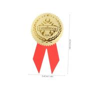 ROMISBABA 36 Set Metallic Medal Stickers for Sports Awards Bright Embossed Design with Red Ribbon Tails for Soccer Graduation and Competition Recognition